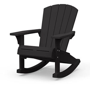 keter adirondack rocker resin outdoor furniture patio chair -perfect for porch, pool, and fire pit seating, dark grey