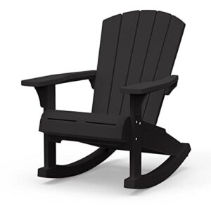 Keter Adirondack Rocker Resin Outdoor Furniture Patio Chair -Perfect for Porch, Pool, and Fire Pit Seating, Dark Grey