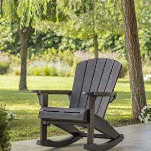 Keter Adirondack Rocker Resin Outdoor Furniture Patio Chair -Perfect for Porch, Pool, and Fire Pit Seating, Dark Grey