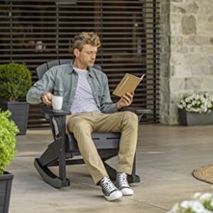 Keter Adirondack Rocker Resin Outdoor Furniture Patio Chair -Perfect for Porch, Pool, and Fire Pit Seating, Dark Grey