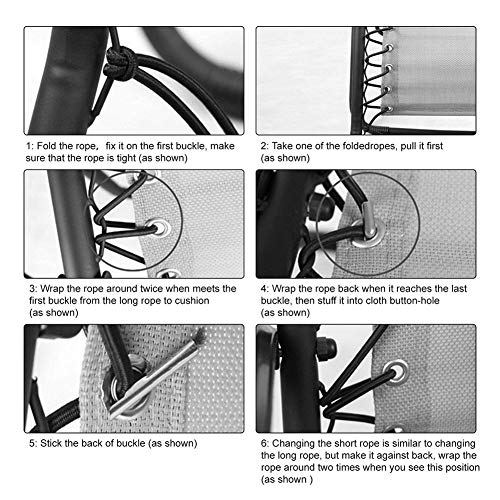 DEARLIVES 4 Pack Universal Replacement Elastic Cords for Zero Gravity Chair, Repair Tool Kit for Sun Loungers, Garden Chairs, Outdoor Recliners, Anti Gravity Chair, Bungee Chairs