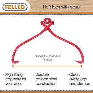 Felled Timber Claw Hook, 32in - Log Lifting Tongs Heavy Duty Grapple Timber Claw, Lumber Skidding Tongs Logging Grabber