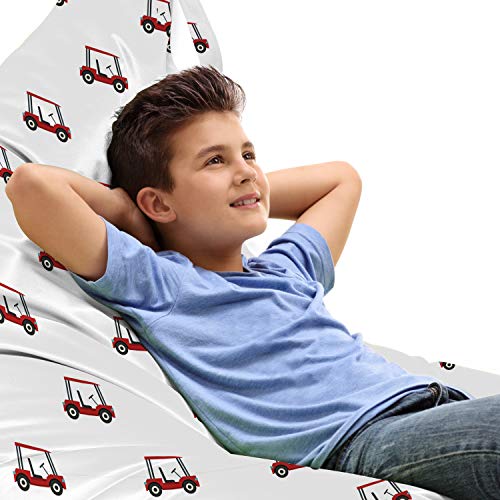 Ambesonne Golf Lounger Chair Bag, Carts Pattern Golfing Stroke Play Hobby Game Sports Leisure Concept, High Capacity Storage with Handle Container, Lounger Size, Red Charcoal Grey