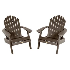 highwood hamilton folding and reclining adirondack chairs, 2-piece set, weathered acorn