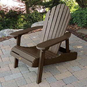 highwood Hamilton Folding and Reclining Adirondack Chairs, 2-Piece Set, Weathered Acorn