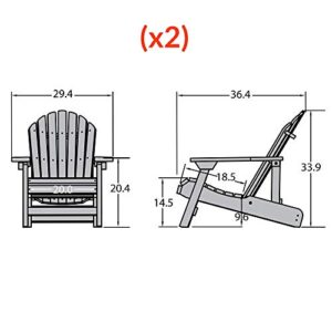 highwood Hamilton Folding and Reclining Adirondack Chairs, 2-Piece Set, Weathered Acorn