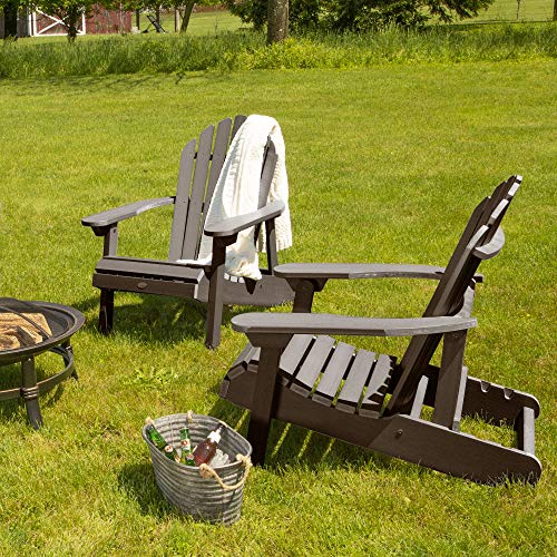 highwood Hamilton Folding and Reclining Adirondack Chairs, 2-Piece Set, Weathered Acorn