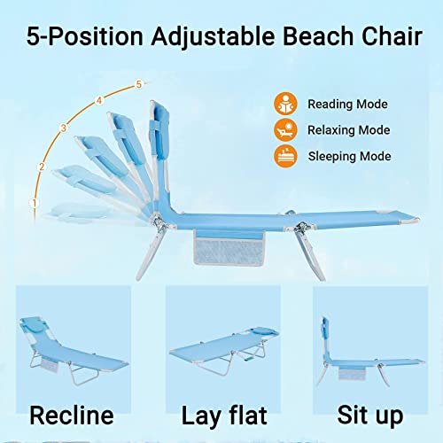 #WEJOY Adjustable Face Down Tanning Chair,Folding Beach Lounge Chairs with Face Hole, Portable Lightweight Reclining Lay Flat Chair for Outdoor Pool,Sun Tanning,Sunbathing,Patio