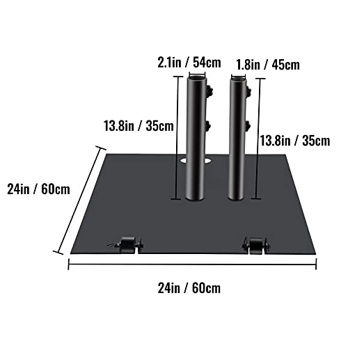 VEVOR, 24" Square Heavy Duty, 39lbs Holder Stand, Cast Iron 1.5-2" Pole Market Umbrella Base with 14" Height Pipe for Yard/Garden/Deck, Black