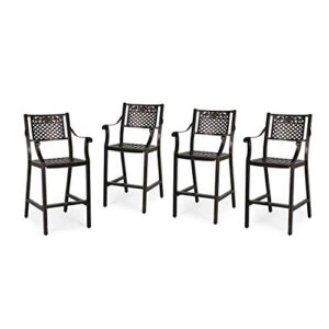 Christopher Knight Home Athena Outdoor 29" Aluminum Barstool (Set of 4), Copper Finish