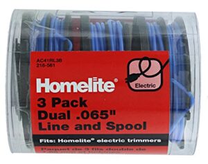 homelite genuine oem ac41rl3 autofeed dual .065” replacement line and spool pack for homelite electric string trimmers (3 pack)