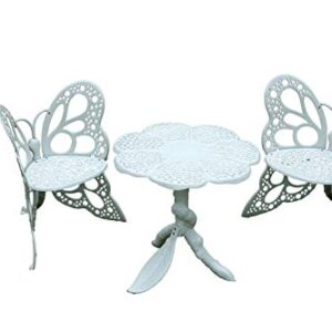 Caesar Furniture Cast Aluminum Outdoor Patio Butterfly Chair and Table (3 pcs, White)