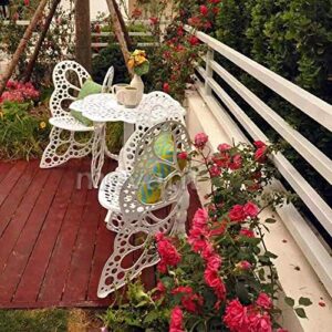 Caesar Furniture Cast Aluminum Outdoor Patio Butterfly Chair and Table (3 pcs, White)