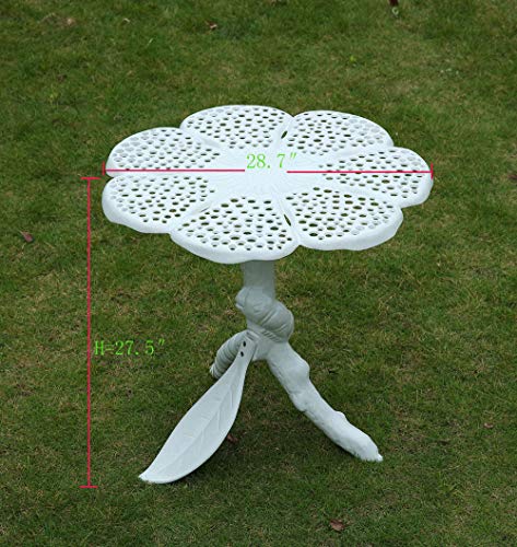 Caesar Furniture Cast Aluminum Outdoor Patio Butterfly Chair and Table (3 pcs, White)