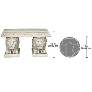 Design Toscano NG31140 Grand Lion of St. John's Square Outdoor Garden Bench Seat, gothic stone