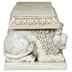 Design Toscano NG31140 Grand Lion of St. John's Square Outdoor Garden Bench Seat, gothic stone