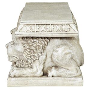 Design Toscano NG31140 Grand Lion of St. John's Square Outdoor Garden Bench Seat, gothic stone