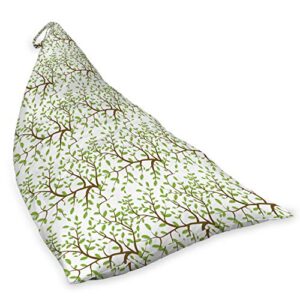 Ambesonne Nature Lounger Chair Bag, Simplistic Tree Illustration Leaves on Branch Pattern Plain Background, High Capacity Storage with Handle Container, Lounger Size, Lime Green and Fawn