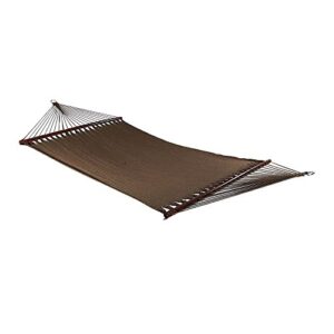 Sunnydaze Polyester Rope Hammock, Large Double Wide Two Person with Spreader Bars - for Outdoor Patio, Yard, and Porch - Mocha