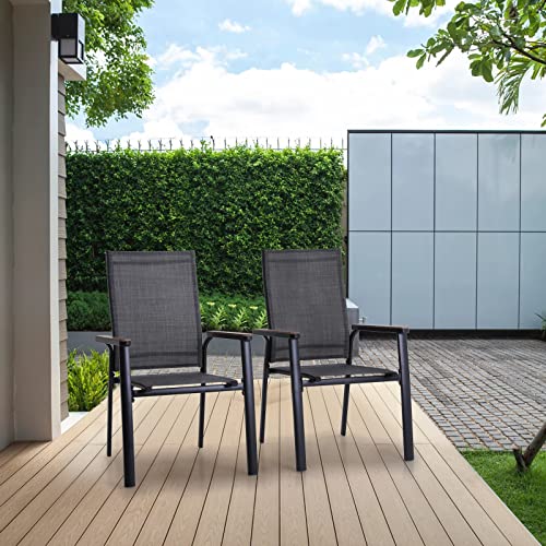 Sophia & William Patio Dining Chairs Aluminium Lightweight Textilene Outdoor Dining Chairs Stackable 2 Pieces Patio Chairs for Lawn Garden Backyard Pool