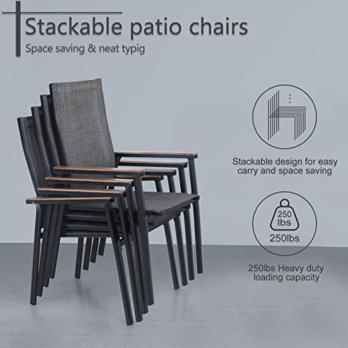 Sophia & William Patio Dining Chairs Aluminium Lightweight Textilene Outdoor Dining Chairs Stackable 2 Pieces Patio Chairs for Lawn Garden Backyard Pool