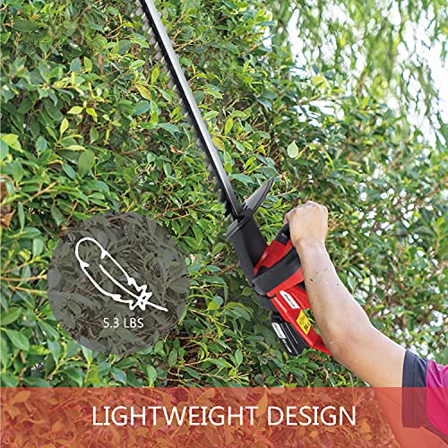 MELLCOM Hedge Trimmer, 20" Cordless Hedge Trimmer With 20V Lithium Battery, 1400 PRM Output&5/8" Cutting Capacity Lightweight Electric Hedge Trimmer For Bushes Cutting(Battery&Charger Included)