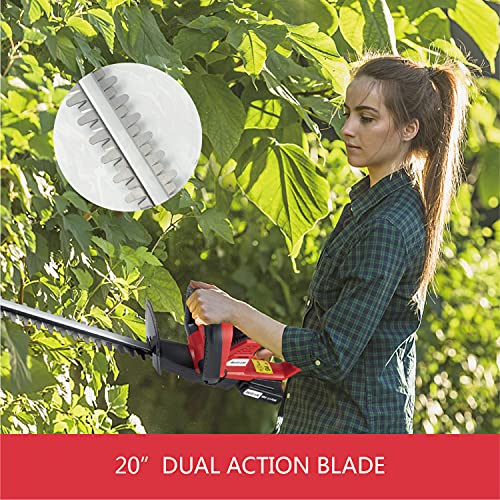 MELLCOM Hedge Trimmer, 20" Cordless Hedge Trimmer With 20V Lithium Battery, 1400 PRM Output&5/8" Cutting Capacity Lightweight Electric Hedge Trimmer For Bushes Cutting(Battery&Charger Included)