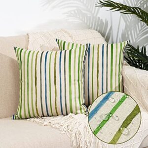 uini set of 2 striped throw pillow covers, 20×20 outdoor spring summer pillow covers, farmhouse bohemian style decorative cushion covers for furniture patio couch bench sofa