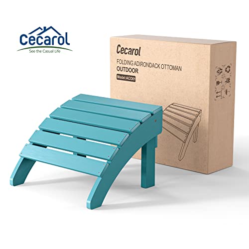 Cecarol Folding Adirondack Ottoman for Adirondack Chair, Folding Easily Adirondack Footstool Without Assembly, Ottoman for Outdoor Porch, Yard, Garden, Blue-ACO01