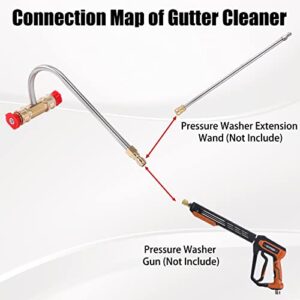 FIXFANS Pressure Washer Gutter Cleaner Attachment, 4000 PSI, Gutter Cleaning for Power Washer with 4 Nozzles, 1/4 Inch Quick Connect