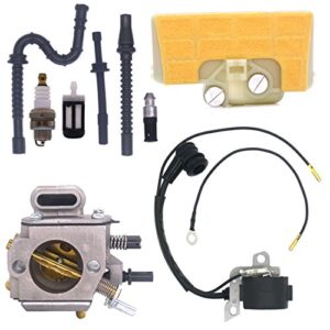 nimtek ms290 carburetor for stihl 029 039 ms310 ms390 chainsaw with ignition coil air filter fuel line repower kit