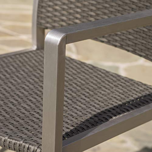 Christopher Knight Home Cape Coral Outdoor Wicker Bar Stools, 2-Pcs Set, Grey