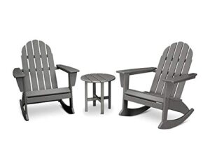 polywood vineyard 3-piece adirondack rocking chair set with side table