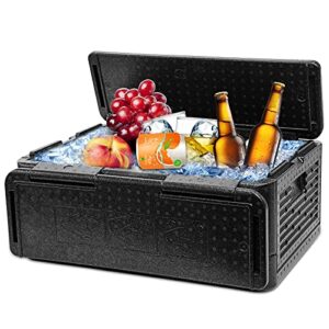 camping coolers, outrora black 39l 60 can large insulated cooler ice chest, waterproof surface collapsible keep cold and warm portable personal car cooler for camping, hiking, fishing, travel, beach