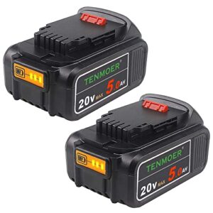 tenmoer 2 pack 5.0ah compatible with dewalt 20v 5.0ah battery replacement for dewalt 20v batteries power tools