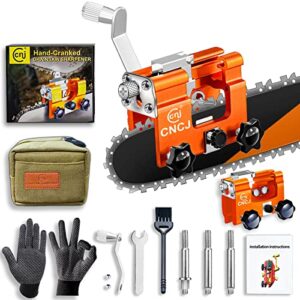 chainsaw sharpener, chain saw sharpener tool hand crank chainsaw chain sharpening jig with carry bag 5mm burr suit 6″-22″ chain saws & electric saws easy to use for lumberjack garden worker