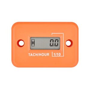 runleader digital mini tach hour meter,tot hours accumulate,real-time rpm display,battery operation for ztr lawn mower tractor generator outboard atv chainsaw marine snowblower. (orange)