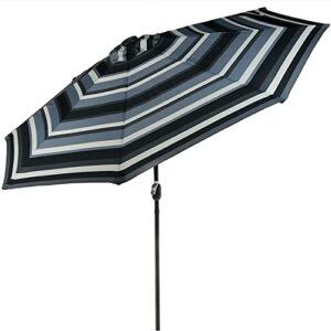 sunnydaze 9 foot outdoor patio umbrella with solar lights & tilt/crank, led, catalina beach stripe