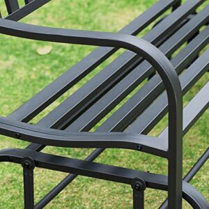 Outsunny Patio Glider Bench Outdoor Swing Rocking Chair Loveseat with Power Coated Sturdy Steel Frame, Black