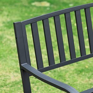 Outsunny Patio Glider Bench Outdoor Swing Rocking Chair Loveseat with Power Coated Sturdy Steel Frame, Black