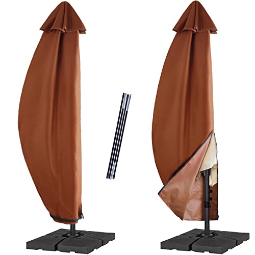 NettyPro Umbrella Cover Outdoor Patio Waterproof Offset Banana Umbrella Cover Up to 13 Feet Outdoor Umbrella, Brown