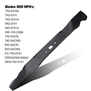 Grasscool 21 inch Mower Mulching Blades for Troy Bilt TB280ES TB240 TB130 TB230 TB210 TB110 TB220 TB320 Cub Cadet MTD 21 '' Deck Replace for 942-0741A 742-0741 742-0741A 942-0741 (2 Pack)