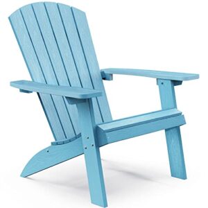 hinriro 30.3″ width adirondack chair, 4 steps easy installation patio chairs, looks like real wood, widely used in outdoor, fire pit, deck, outside, garden, campfire chairs(blue)…