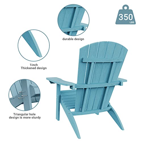 Hinriro 30.3" Width Adirondack Chair, 4 Steps Easy Installation Patio Chairs, Looks Like Real Wood, Widely Used in Outdoor, Fire Pit, Deck, Outside, Garden, Campfire Chairs(Blue)…