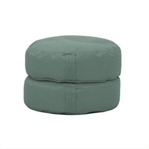 Factory Direct Partners 13925-137 16" Round Olefin Bean Floor Cushions with Handles; Indoor Outdoor Flexible Seating 5" Height (2-Pc)- Dusty Turquoise
