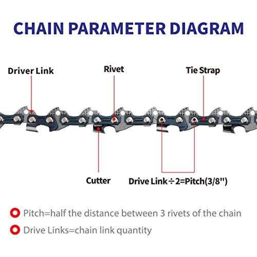 Abroman 3 Pack S56 AdvanceCut 16 Inch Chainsaw Chain 3/8 LP .050" 56 Drive Links Compatible with Craftsman Echo CS-400 CS-310 CS-352 CS-370 Homelite Poulan 2150 3816 Remington Saw