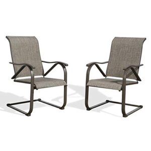 patio tree outdoor spring motion dining chairs, patio bistro chairs with textilene steel frame, set of 2