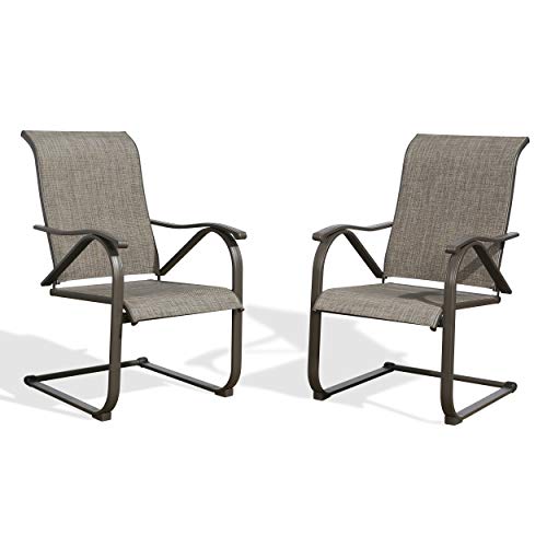 Patio Tree Outdoor Spring Motion Dining Chairs, Patio Bistro Chairs with Textilene Steel Frame, Set of 2