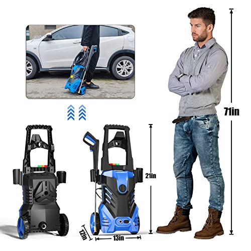 Pecticho Powerful Electric Pressure Washer - 3500 PSI Electric Power Washer, 2.5 GPM Power Washers Electric Powered with 4 Interchangeable Nozzle and Foam Cannon, Stop System Cleans Cars/Fence/Patio