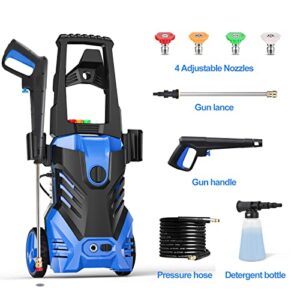 Pecticho Powerful Electric Pressure Washer - 3500 PSI Electric Power Washer, 2.5 GPM Power Washers Electric Powered with 4 Interchangeable Nozzle and Foam Cannon, Stop System Cleans Cars/Fence/Patio